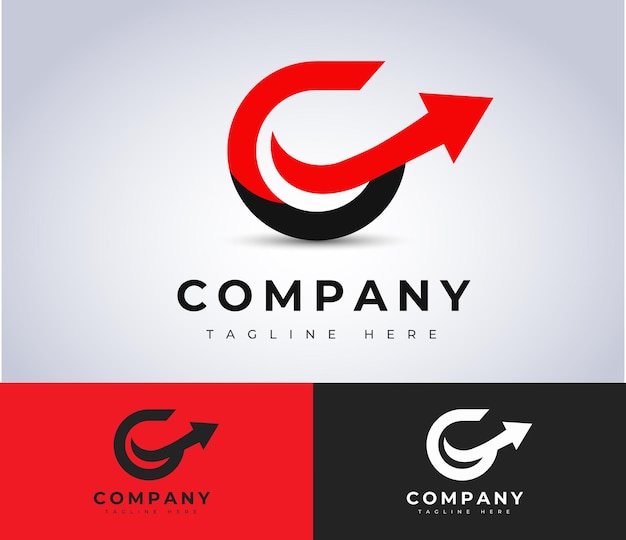 G Symbol Business Crecimiento corporativo con plantilla de vector de logotipo de flecha