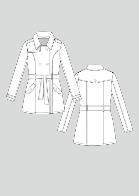 Vector gabardina de moda para mujer técnica