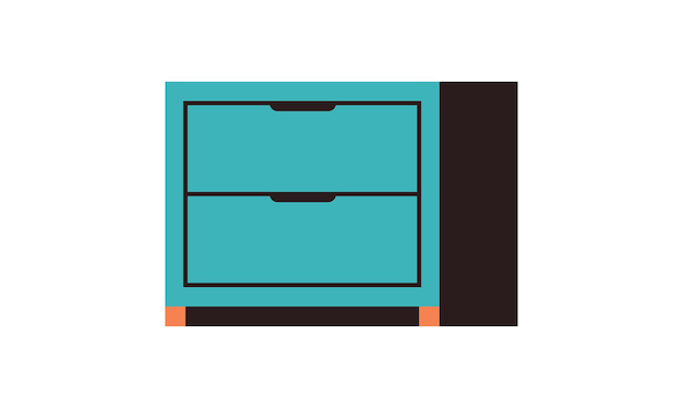 Gabinete de muebles y diseño de cajones para el hogar ilustración vectorial plana.