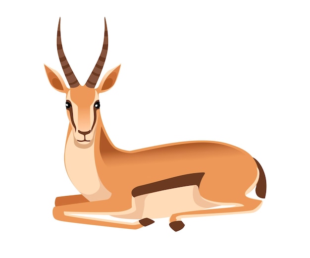 La gacela de cola negra salvaje africana con cuernos largos se encuentra ilustración de animal de dibujos animados