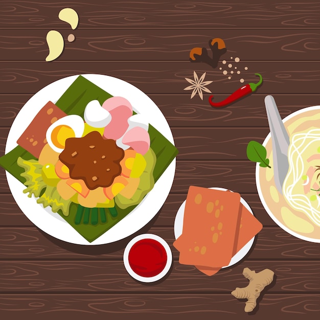 Gado gado ilustración vectorial diseño plano