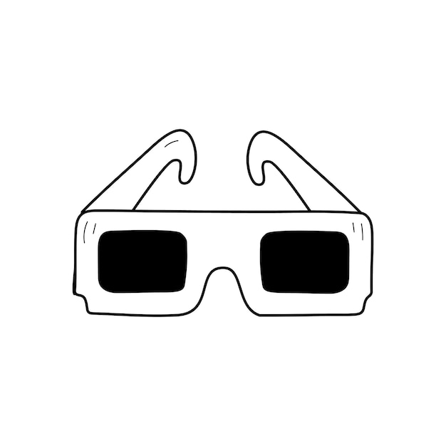Gafas 3d doodle contorno icono Gafas de cine elemento de dibujo de línea aislado Ilustración vectorial
