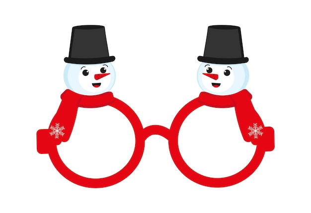Gafas de Año Nuevo con árboles de Navidad hombre de nieve gafas de sol de carnaval ilustración vectorial