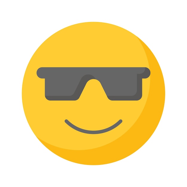 Gafas en la cara del emoji que muestra el icono conceptual del emoji cool emoji orgulloso