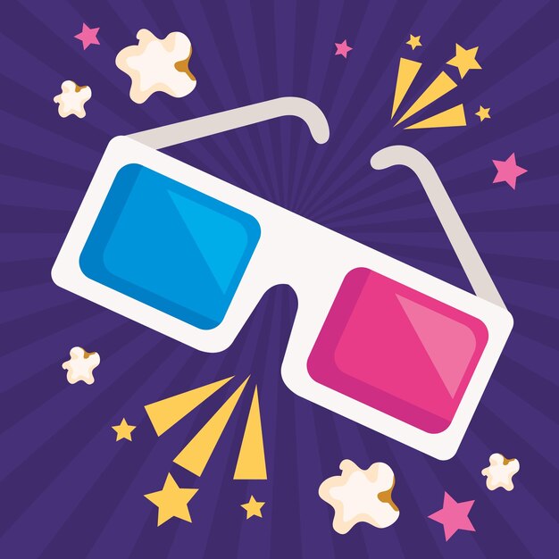gafas de cine 3d con estrellas