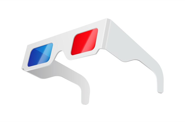 Gafas de cine anaglíficas rojas y azules en 3D