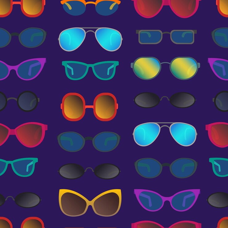 Vector gafas de dibujos animados y gafas de sol vector de fondo de patrones sin fisuras