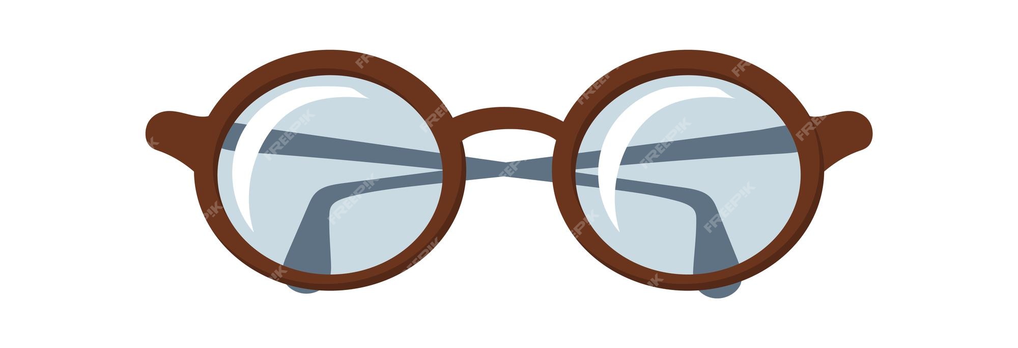 Gafas de animados para la vista. lentes lectura con borde marrón para leer libros, vector | Vector