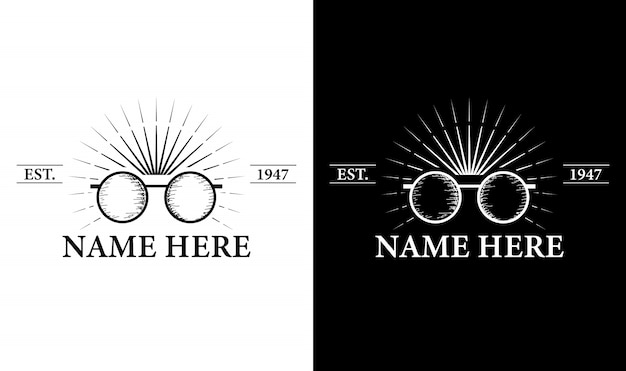 Gafas elegantes Insignia retro vintage Etiqueta Emblema Diseño de logotipo inspiración
