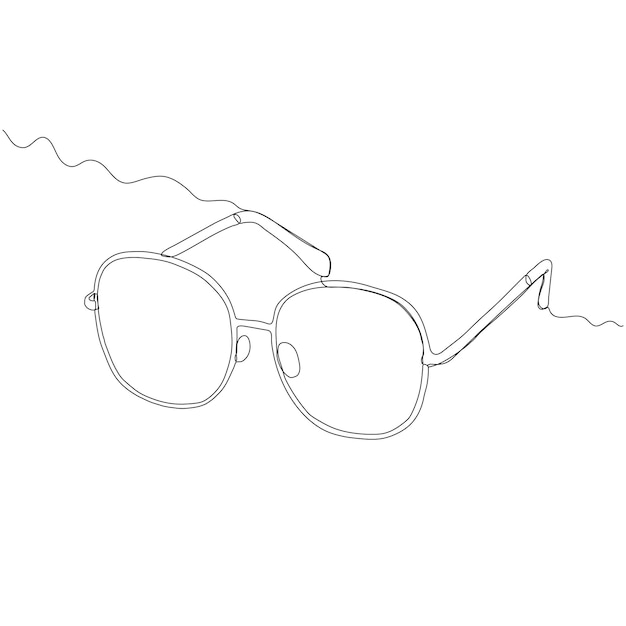 Gafas en estilo de dibujo de arte de línea continua Gafas correctivas boceto lineal negro minimalista
