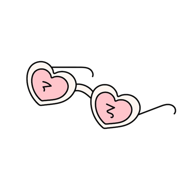 Gafas en forma de corazón en estilo doodle