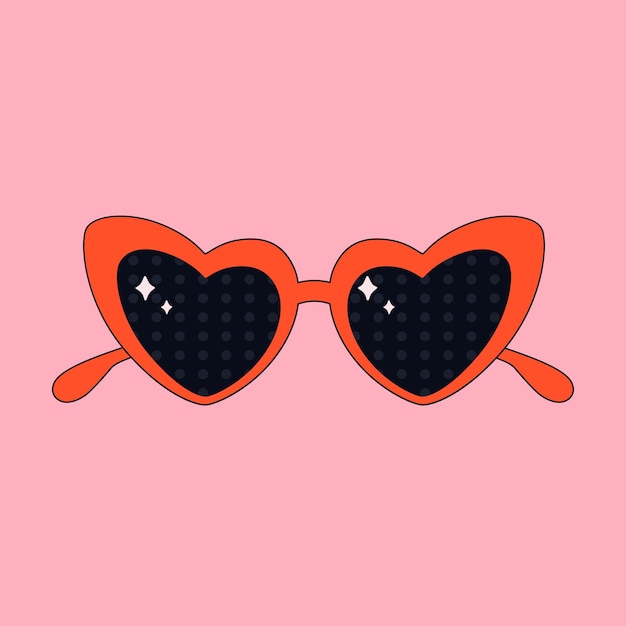 Vector gafas en forma de corazón gafas retro