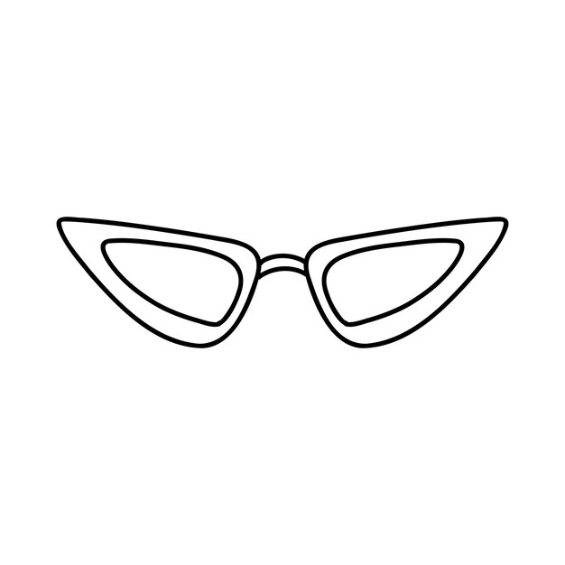 Gafas de garabato dibujadas a mano ilustración de dibujo vectorial de anteojos de contorno negro icono lineal gafas de sol para imprimir el logotipo de diseño de página para colorear