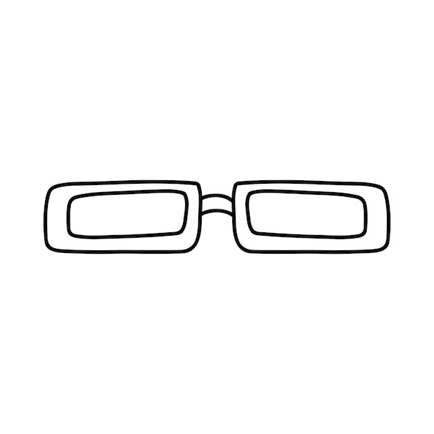 Gafas de garabato dibujadas a mano Ilustración de dibujo vectorial de anteojos de contorno negro icono lineal gafas de sol para imprimir el logotipo de diseño de página para colorear