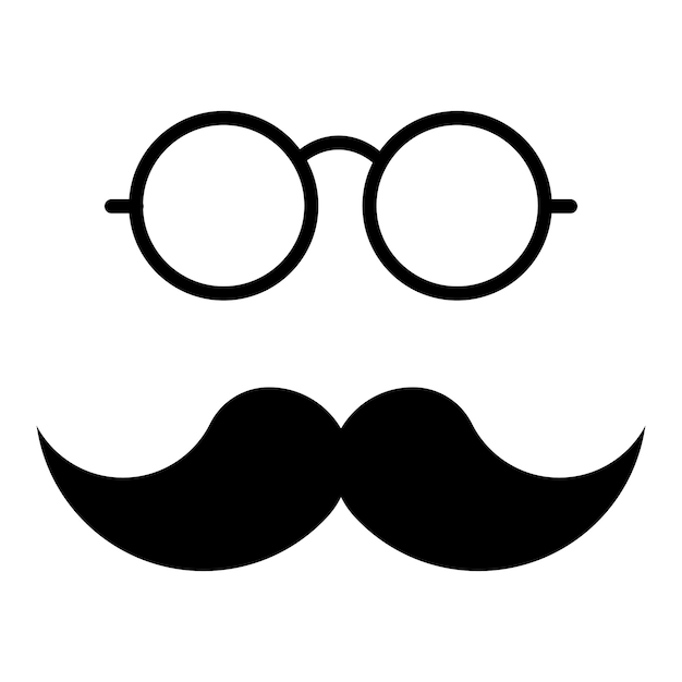 Gafas con icono de bigote aislado sobre fondo blanco ilustración vectorial