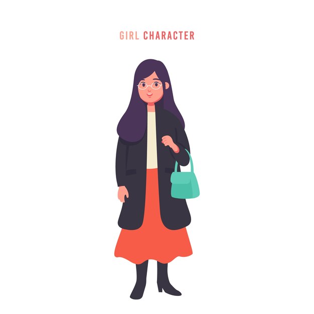 Gafas jóvenes mujer o niñas en vector de personaje de estilo de moda ropa
