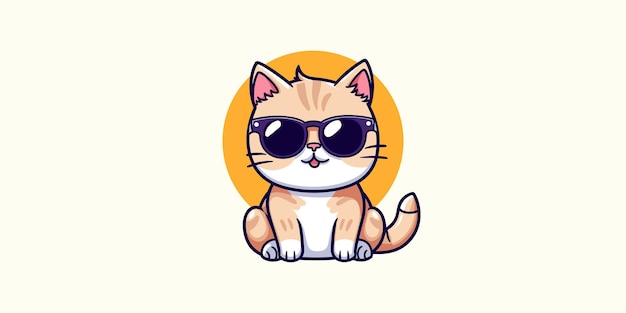Gafas con logotipo de gato genial con ilustración felina para marca
