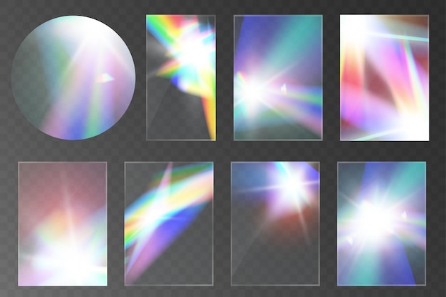 Gafas de luz de cristal reflejo de arco iris conjunto de efecto plantilla óptica luces de resplandor