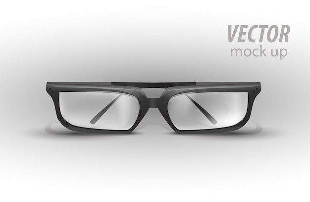 Gafas de ojo negro aisladas en blanco Plantilla de maqueta lista para su diseño