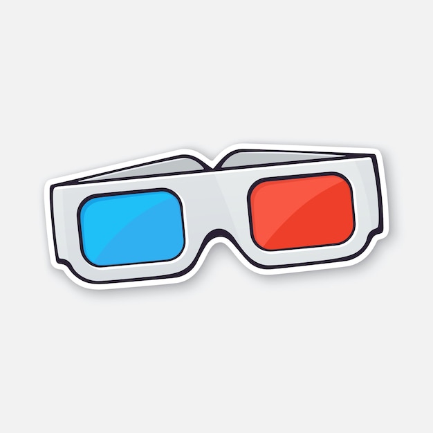 Gafas de papel 3d vista frontal gafas retro estéreo ilustración vectorial