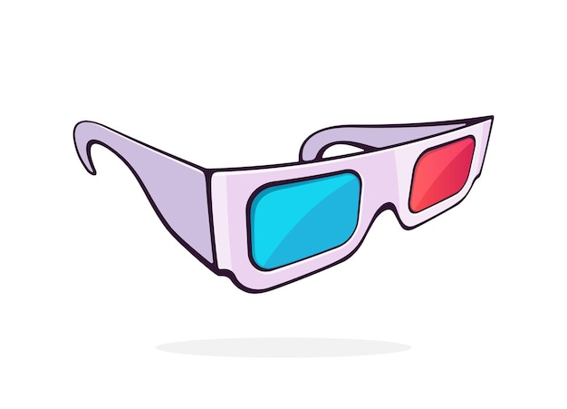 Gafas de papel 3d vista isométrica gafas retro estéreo para cine tridimensional vector