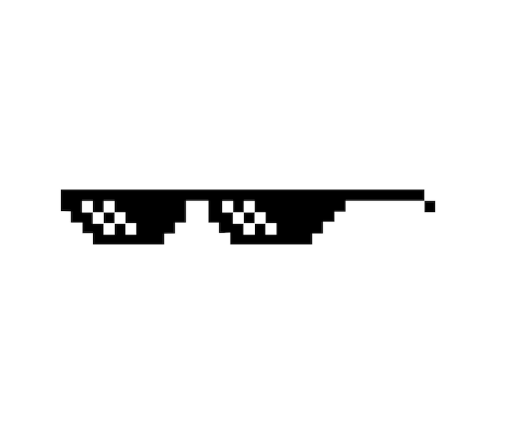 Vector gafas en píxeles meme como un jefe arte vectorial 8 bits