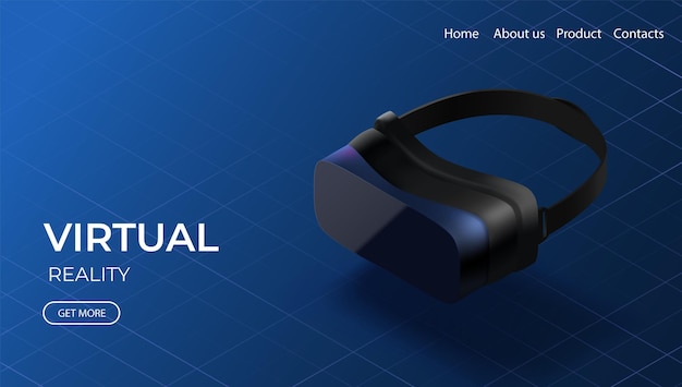 Gafas de realidad virtual diseño vectorial de auriculares página de inicio de tecnología virtual isométrica