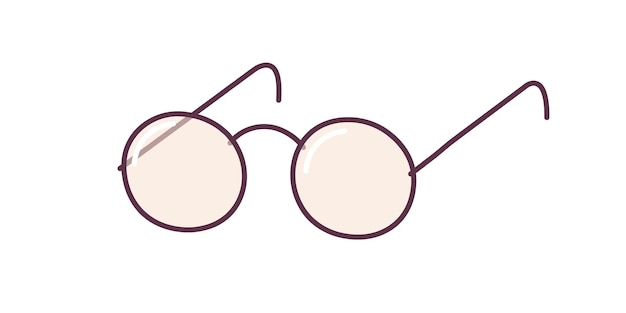 Gafas redondas retro Lentes Vidrio El marco Un accesorio de moda Ilustración vectorial