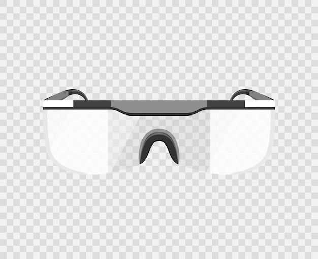 Gafas de seguridad de plástico 3d detalladas realistas equipo de protección de vidrio blanco para la industria del trabajo