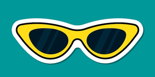 gafas de sol amarillas para ojos de gato pegatina de tiempo de verano símbolo elemento de diseño vectorial