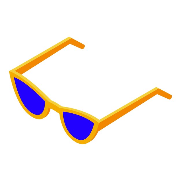 Gafas de sol amarillas sobre un fondo blanco con lentes azules
