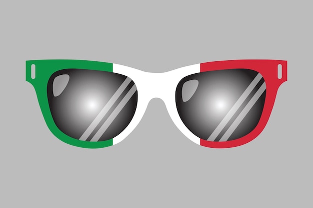 Gafas de sol con la bandera de Italia La bandera nacional de Italia la bandera italiana Ilustración vectorial