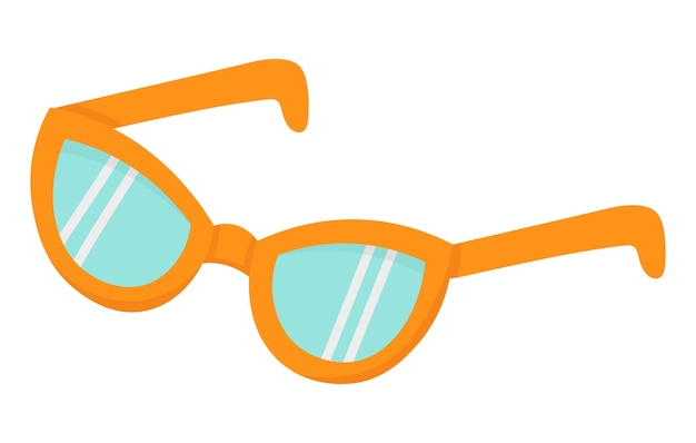 Gafas de sol clásicas y sencillas para caminar con tiempo soleado. Imágenes prediseñadas planas de garabatos. Todos los objetos son repintados.
