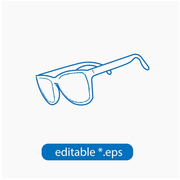 Vector gafas de sol deportivas con contorno azul en icono aislado símbolo logotipo