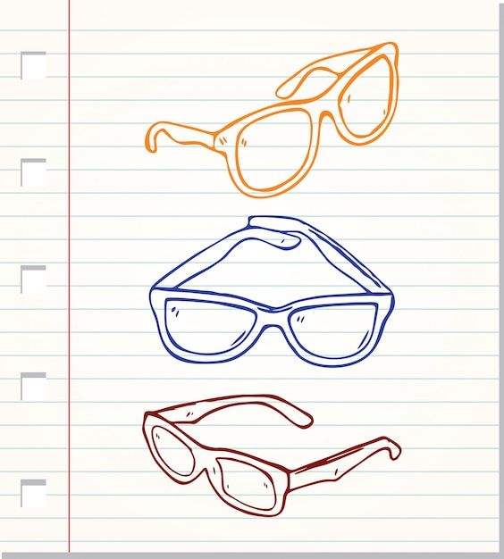 Vector gafas de sol de estilo doodle aisladas