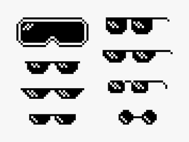 Vector gafas de sol en estilo pixel art