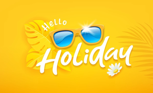 Vector gafas de sol con fondo de diseño de vacaciones de licencia amarilla eps 10 ilustración vectorial