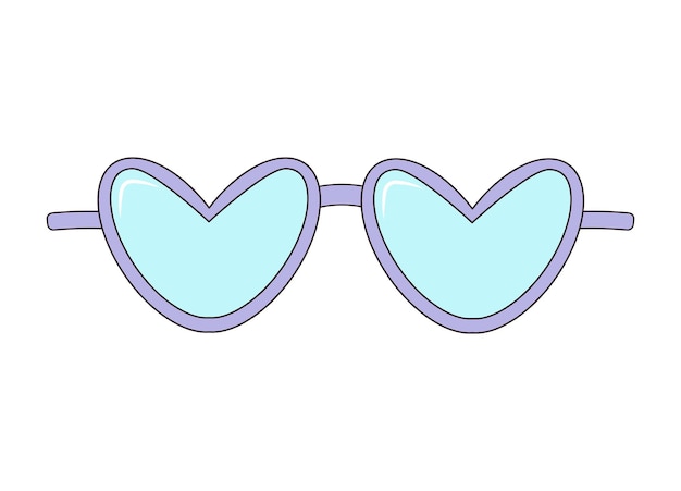 Gafas de sol en forma de corazón estilo de moda retro groovy Ilustración vectorial aislada sobre fondo blanco