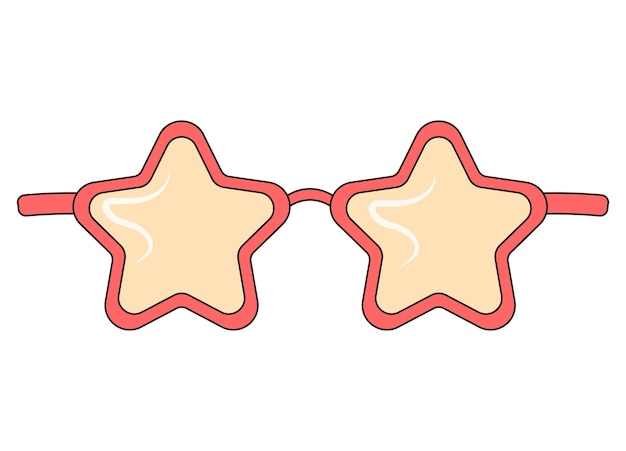 Vector gafas de sol en forma de estrella groovy estilo de moda retro ilustración vectorial aislado sobre fondo blanco