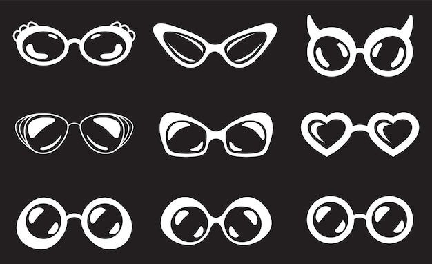 Gafas de sol gafas de ojos gafas de línea de silueta conjunto aislado