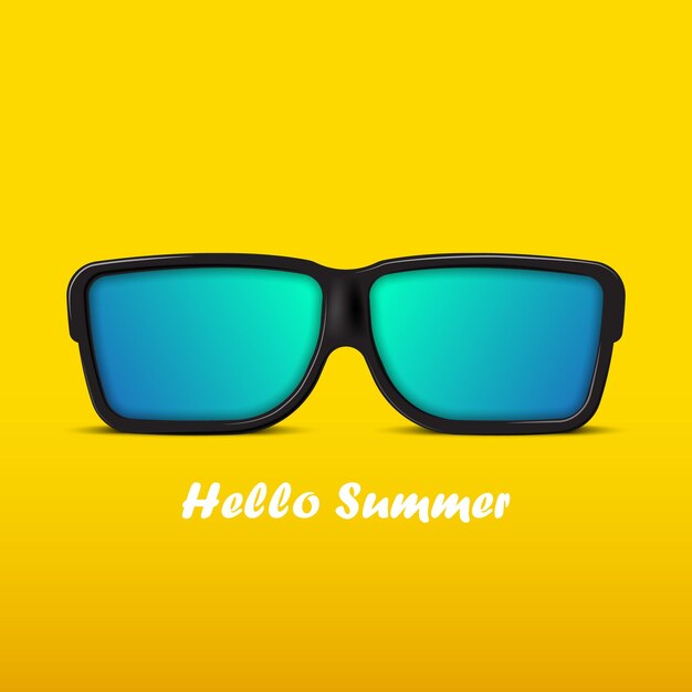 Vector gafas de sol con hola verano