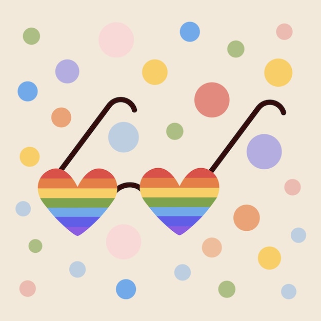 Gafas de sol con lentes arcoíris LGBT en el Mes del Orgullo Gay