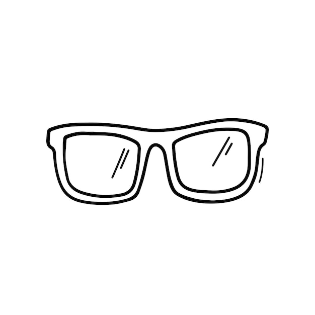 Gafas de sol de línea dibujada a mano simple Ilustración de garabato aislado sobre fondo blanco Gafas de vector Icono blanco y negro