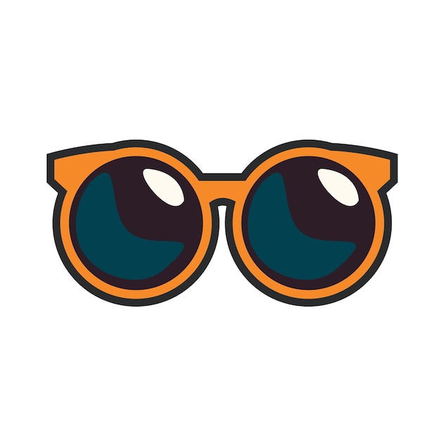 gafas de sol de marco naranja en diseño vectorial plano de contorno