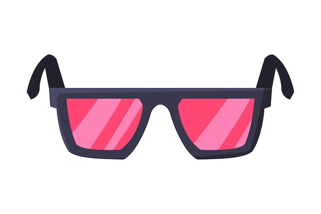 Gafas de sol de moda con lentes rosadas Accesorios de vacaciones de verano Viajes y turismo Ilustración vectorial sobre fondo blanco