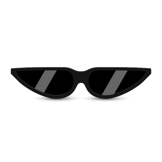 Vector gafas de sol modernas negras con vidrio oscuro sobre fondo blanco.