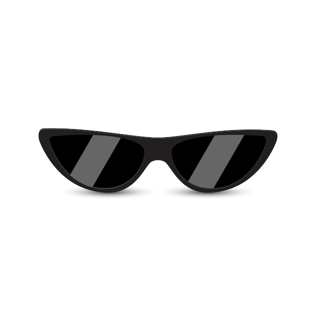 Vector gafas de sol modernas negras con vidrio oscuro sobre fondo blanco.
