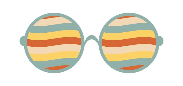 Gafas de sol psicodélicas al estilo de los años 70 elementos gráficos retro groovy de gafas con líneas de arco iris y ondas