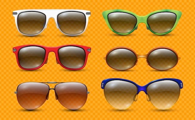 Gafas de sol realistas. Gafas de diseñador de moda