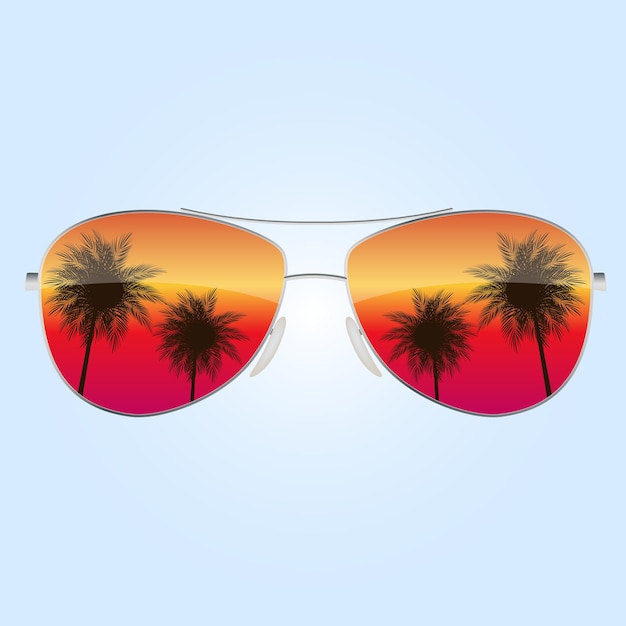 Vector gafas de sol realistas con icono de palmera.